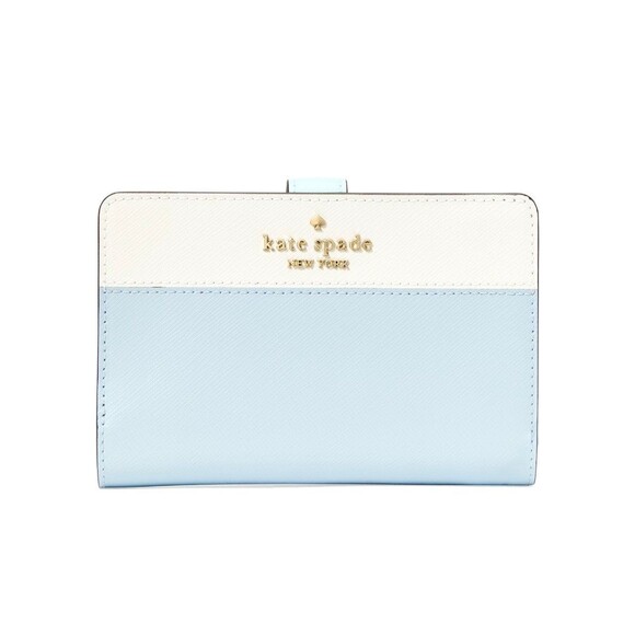 New Kate Spade Madison Medium Compact Bifold Wallet Leather Crisp Sky Multi - Picture 1 of 3